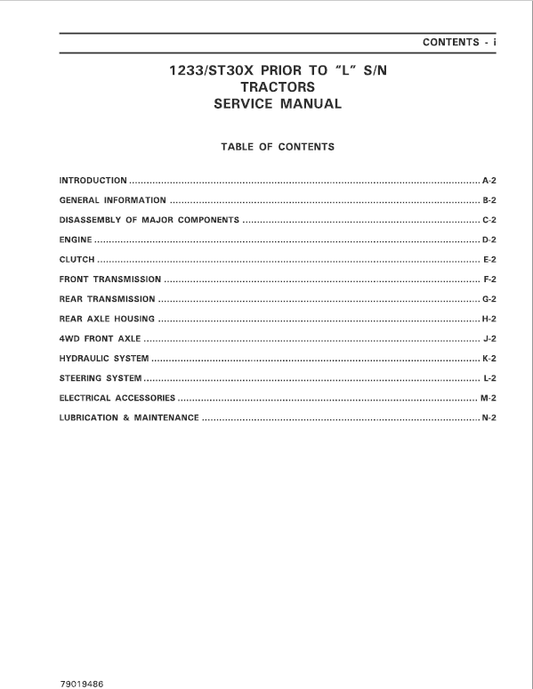Massey Ferguson 1233 Tractor Service Manual Workshop Guide