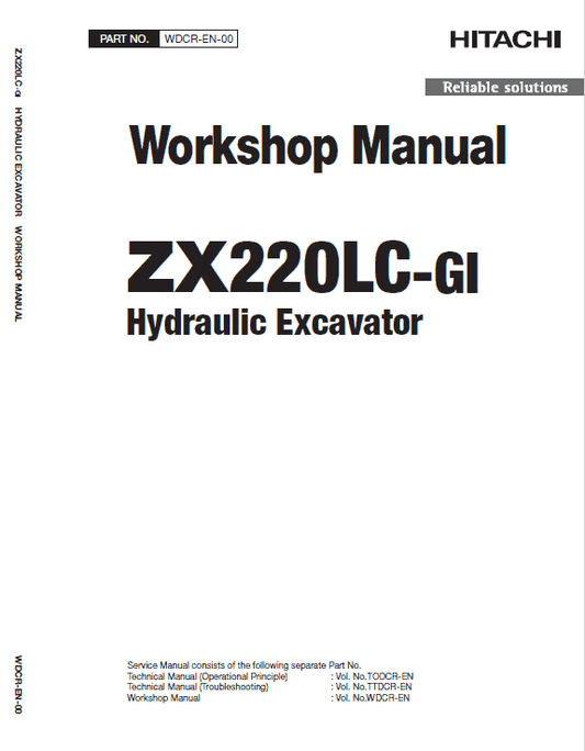 Hitachi ZX220LC-GI ZAXIS Excavator Repair Manual Workshop Guide