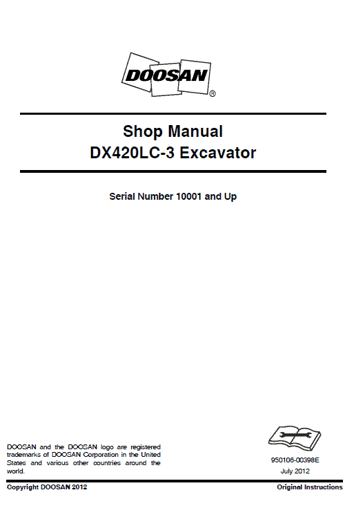 Doosan DX420LC-3 Excavator Service Manual Workshop Guide
