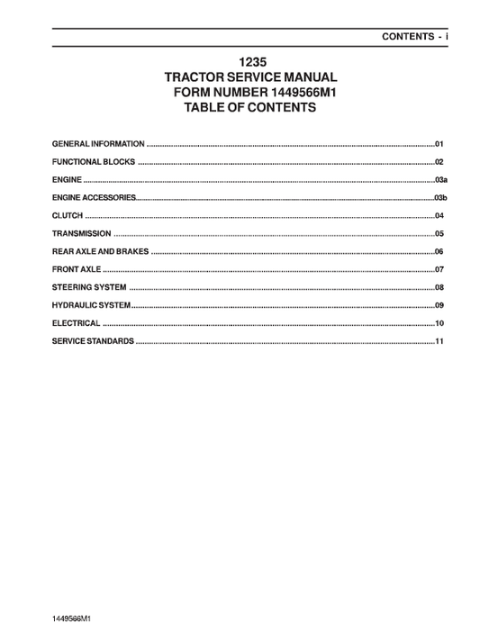 Massey Ferguson 1235 Tractor Service Manual Workshop Guide
