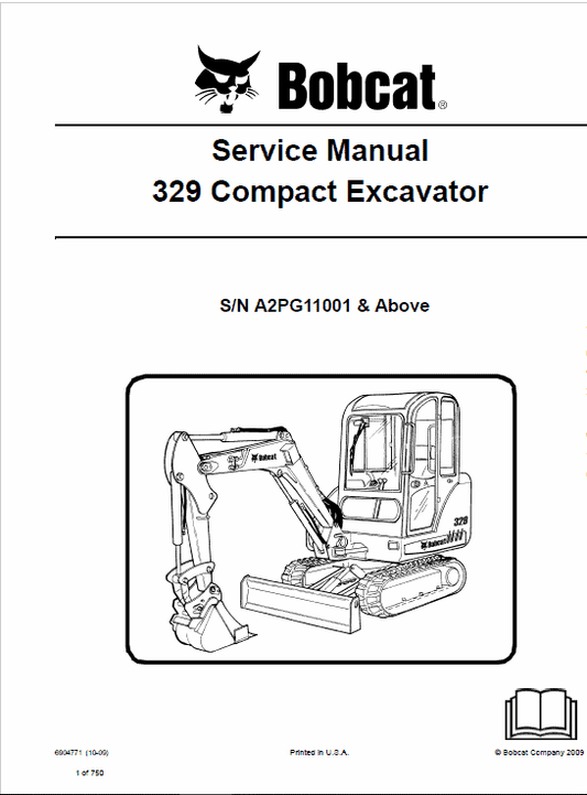 Bobcat 329 Compact Excavator Service Manual Workshop Guide