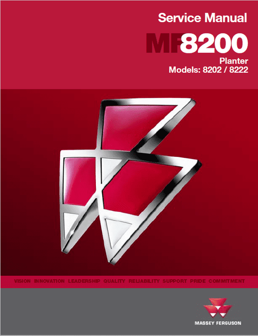 Massey Ferguson 8202, 8222 Planter Service Manual Workshop Guide