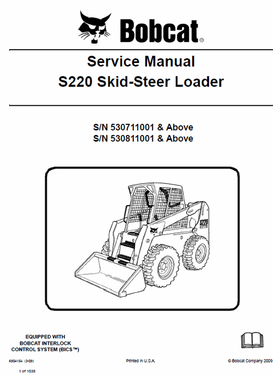 Bobcat S220 Skid-Steer Loader Service Manual Workshop Guide