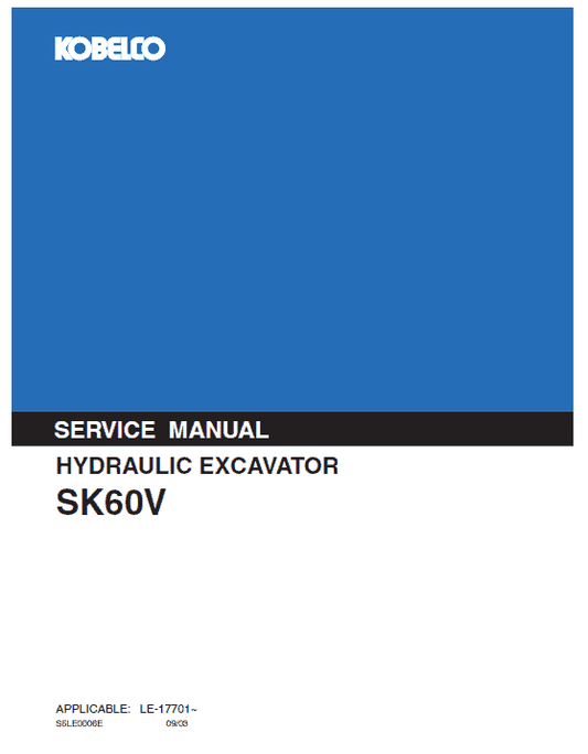 Kobelco SK60V Excavator Service Manual Workshop Guide
