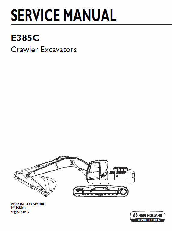 New Holland E385C Crawler Excavator Service Manual Workshop Guide