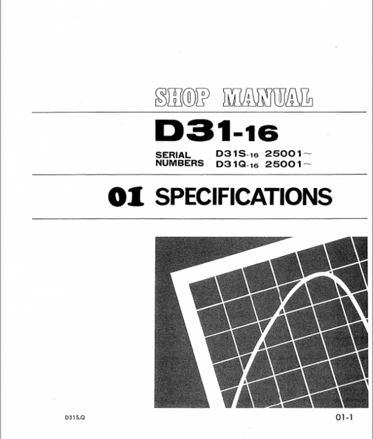 Komatsu D31-16, D31S-16, D31Q-16 Dozer Service Manual Workshop Guide