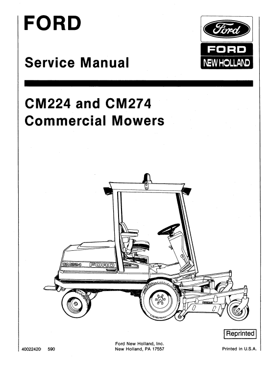 Ford CM224, CM274 Mowers Service Manual Workshop Guide