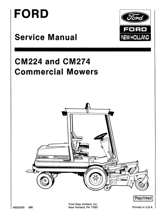 Ford CM224, CM274 Mowers Service Manual Workshop Guide