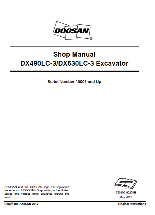 Doosan DX490LC-3 and DX530LC-3 Excavator Service Manual Workshop Guide