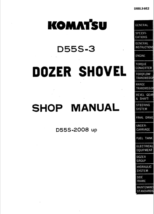 Komatsu D55S-3 Dozer Service Manual Workshop Guide