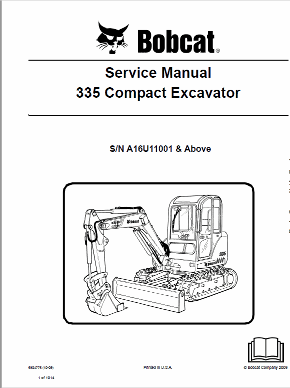 Bobcat 335 Compact Excavator Service Manual Workshop Guide