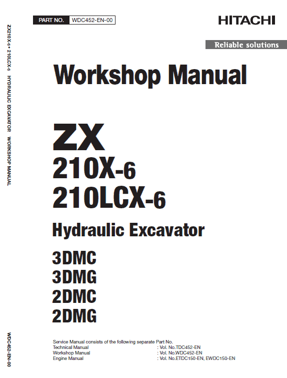 Hitachi ZX210X-6 and ZX210LCX-6 ZAXIS Excavator Repair Manual Workshop Guide