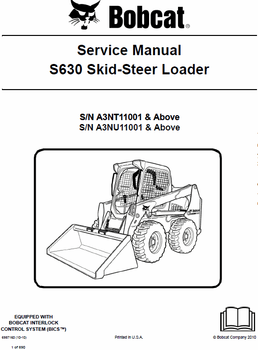 Bobcat S630 Skid-Steer Loader Service Manual Workshop Guide