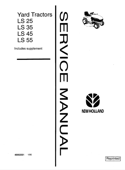 Ford New Holland LS25, LS35, LS45, LS55 Yard Tractors Manual Workshop Guide