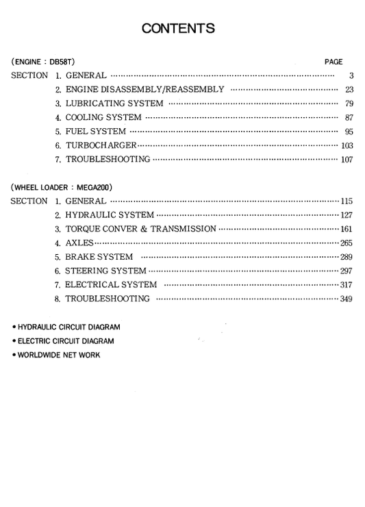 Doosan M200 Wheel Loader Service Manual Workshop Guide
