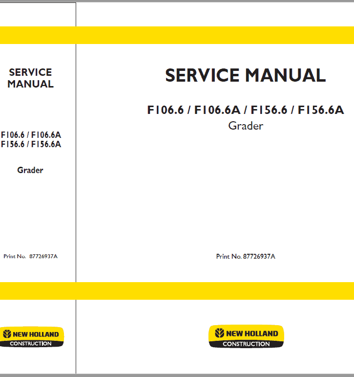 New Holland F106.6 Tier 3 and F156.6 Tier 3 Service Manual Workshop Guide