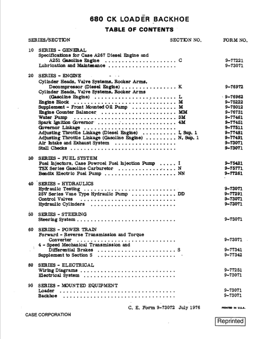 Case 680CK Loader Service Manual Workshop Guide