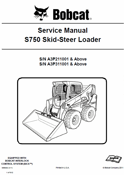 Bobcat S750 Skid-Steer Loader Service Manual Workshop Guide