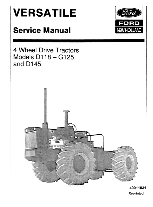 Ford Versatile D118, D145 and G125 Tractors Service Manual Workshop Guide