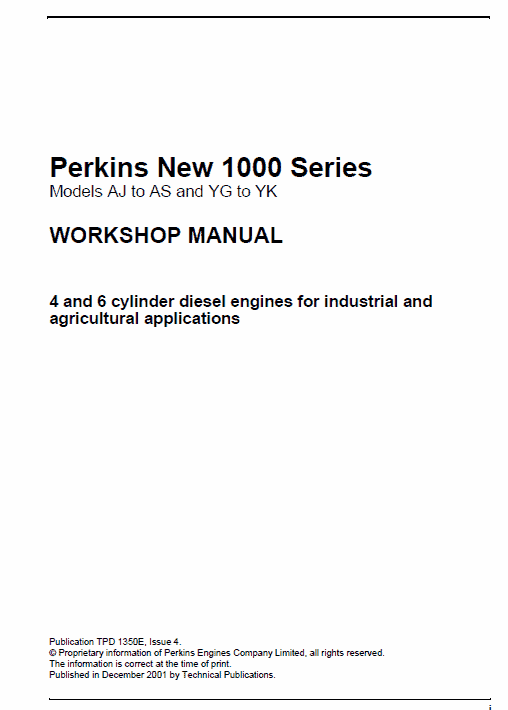Perkins Engines 1000 Series Workshop Repair Service Manual Workshop Guide