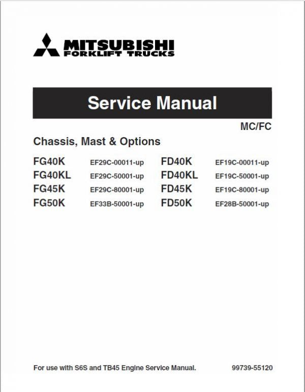 Mitsubishi FG40K, FG40KL, FG45K, FG50K Forklift Service Manual