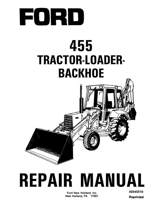 Ford 455 Backhoe Loader Service Manual Workshop Guide