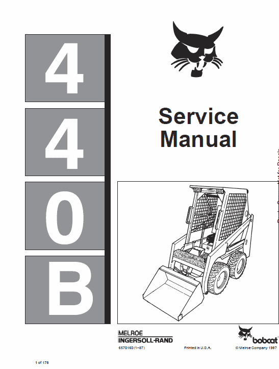 Bobcat 440B Skid-Steer Loader Service Manual Workshop Guide