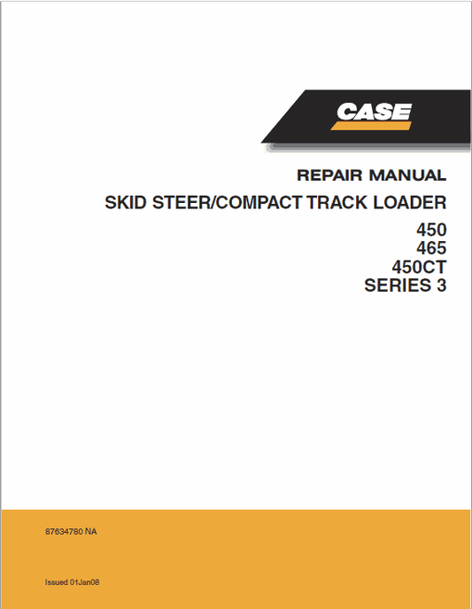 Case 450, 465, 450CT Series 3 SkidSteer Service Manual Workshop Guide