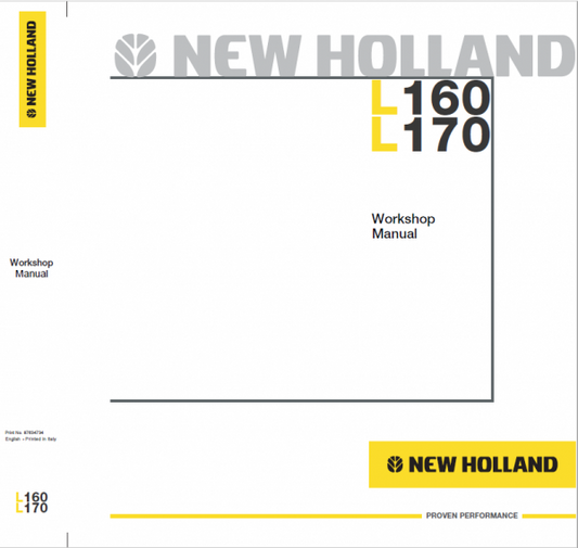 New Holland L160 and L170 SkidSteer Service Manual Workshop Guide