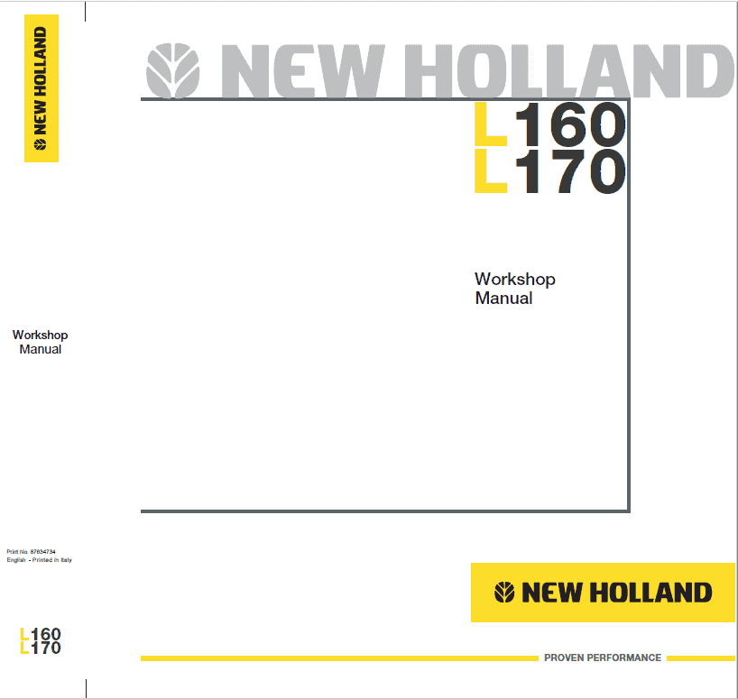 New Holland L160 and L170 SkidSteer Service Manual Workshop Guide