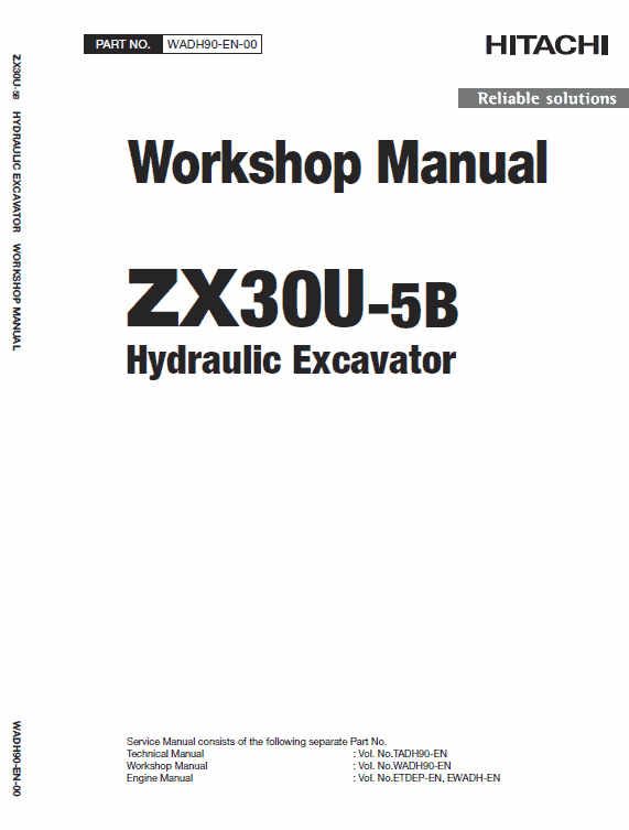 Hitachi ZX30U-5B Excavator Service Repair Manual Workshop Guide