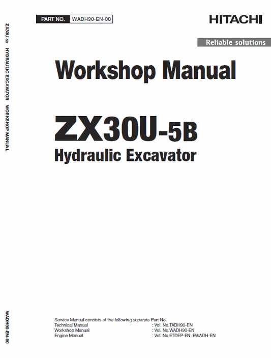 Hitachi ZX30U-5B Excavator Service Repair Manual Workshop Guide