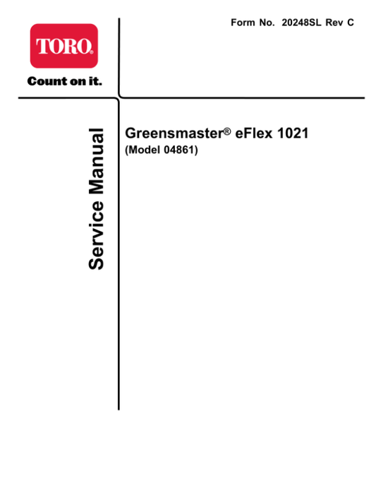 Toro Greensmaster eFlex 1021 Service Repair Manual Workshop Guide