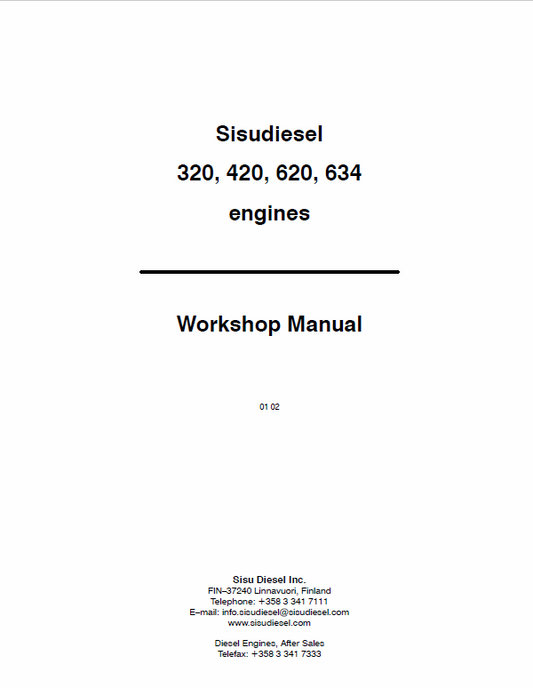 AGCO Sisu 320, 420, 620, 634 Engines Workshop Repair Service Manual Workshop Guide