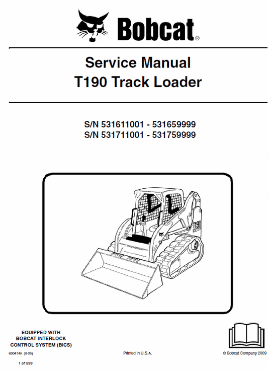 Bobcat T190 Loader Service Manual Workshop Guide