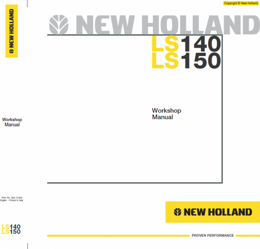 New Holland LS140 and LS150 SkidSteer Service Manual Workshop Guide