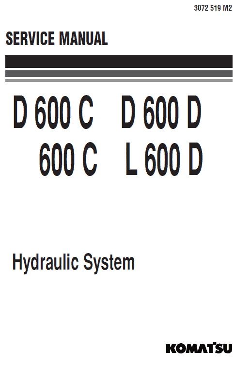 Komatsu D600C, D600D, 600C and L600D Dozer Service Manual Workshop Guide