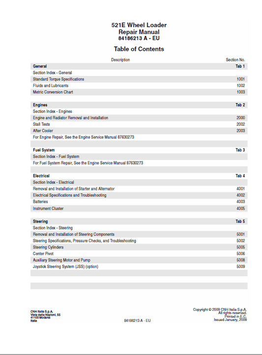 Case 521E Loader Service Manual Workshop Guide