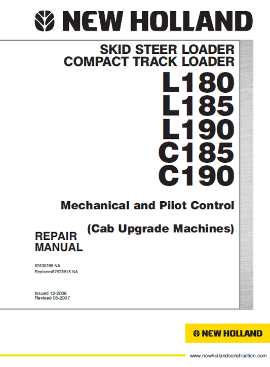 New Holland C185 and C190 Loader Service Manual Workshop Guide