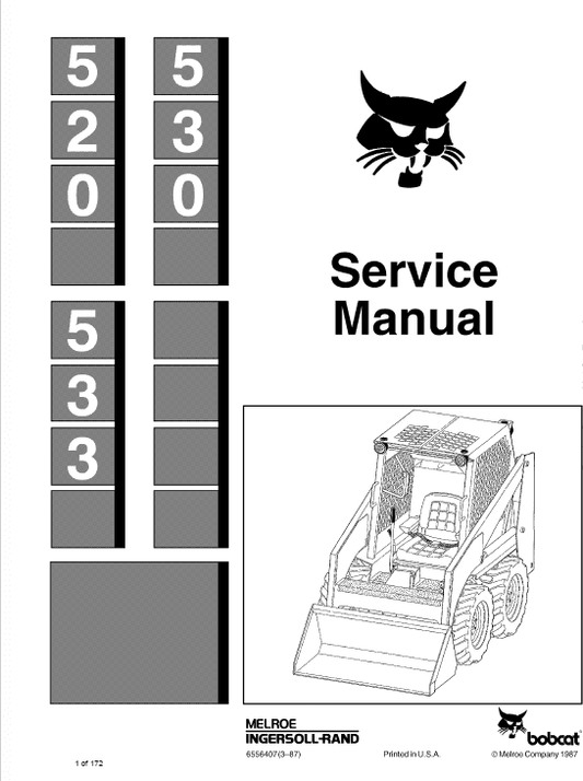 Bobcat 520, 530 and 533 Skid-Steer Loader Service Manual Workshop Guide