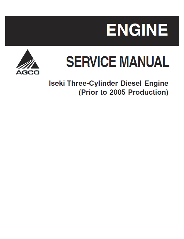 Iseki Three Cylinder Diesel Engine Manual Workshop Guide