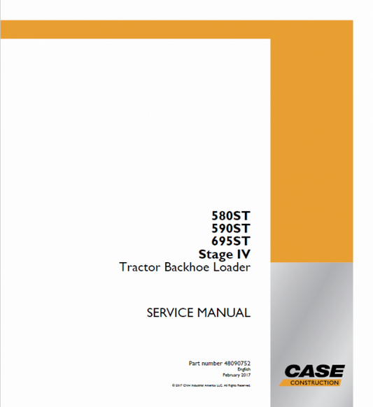 Case 580T, 580ST, 590ST, 690ST Backhoe Loader Service Manual Workshop Guide