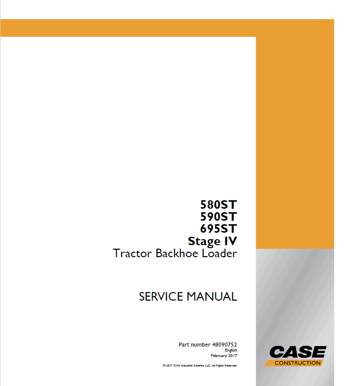 Case 580T, 580ST, 590ST, 690ST Backhoe Loader Service Manual Workshop Guide