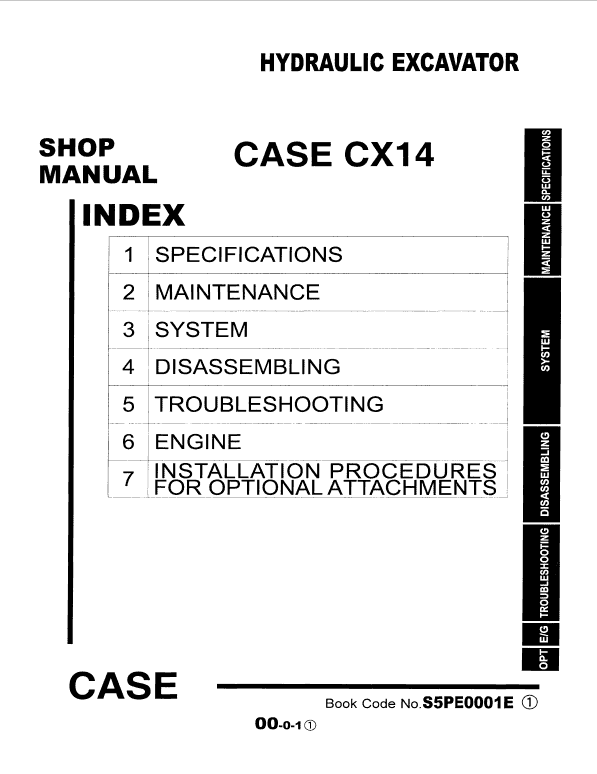 Case CX14 Excavator Service Manual Workshop Guide