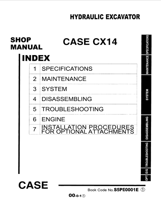 Case CX14 Excavator Service Manual Workshop Guide