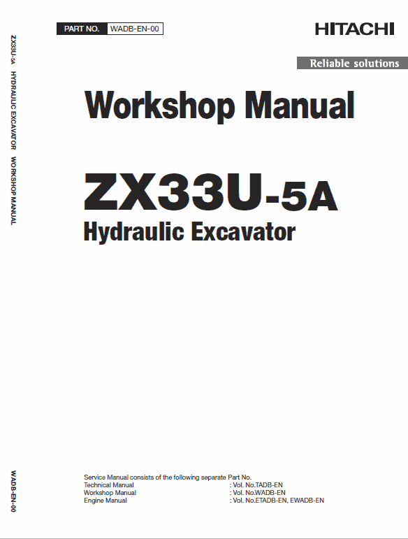 Hitachi ZX33U-5A Mini Excavator Service Repair Manual Workshop Guide