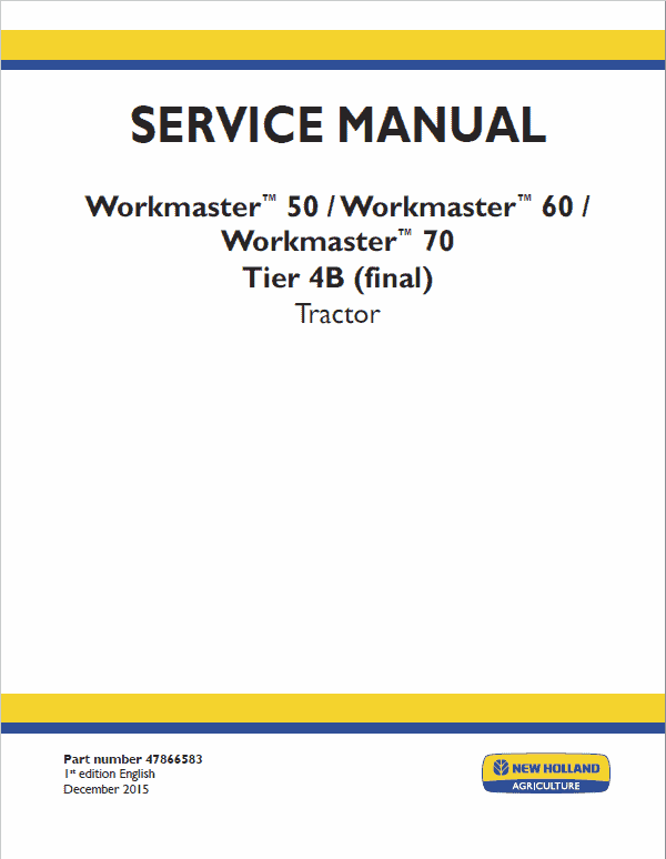 New Holland Workmaster 50, 60, 70 Tractor Service Manual Workshop Guide