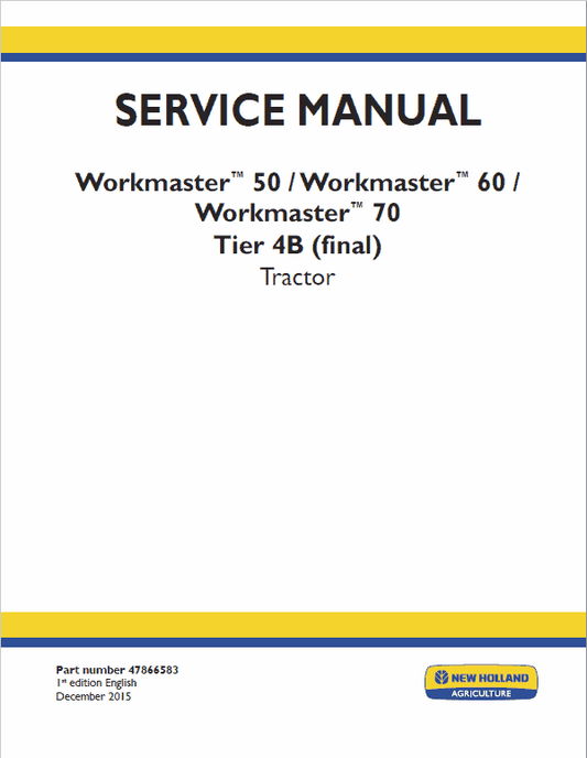 New Holland Workmaster 50, 60, 70 Tractor Service Manual Workshop Guide