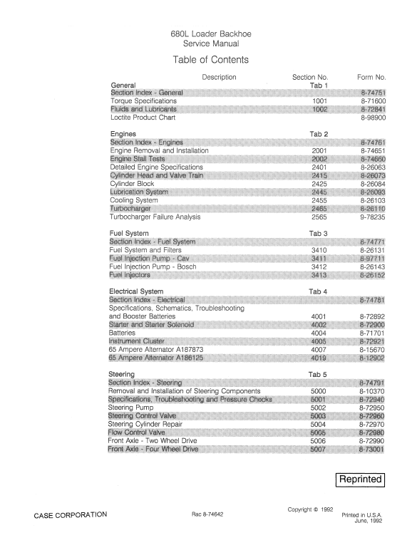 Case 680L Loader Backhoe Service Manual Workshop Guide