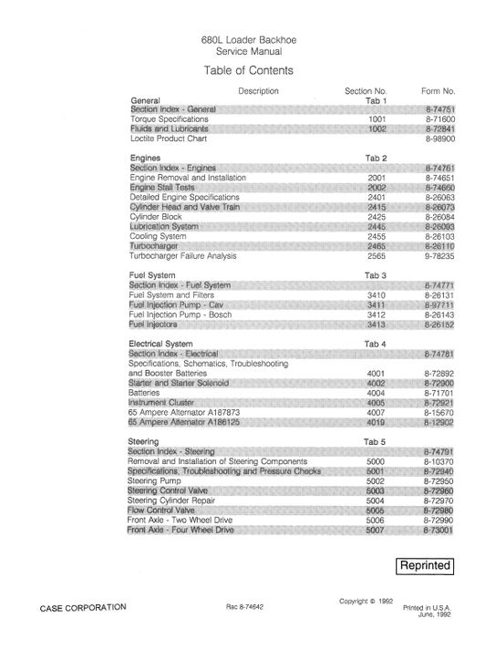 Case 680L Loader Backhoe Service Manual Workshop Guide